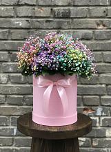 Цветочная композиция из Гипсофила и Розы в шляпной коробке #REPLACE_PRED# Новобелокатай