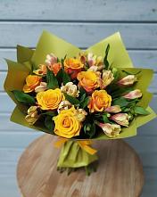 Букет цветов из:  Альстромерии и Розы #REPLACE_PRED# Новобелокатай