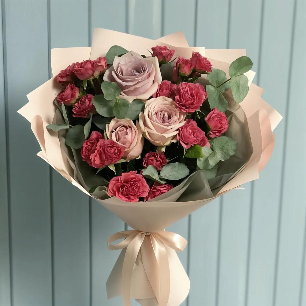 Букет цветов из: Гвоздики и Розы в Новобелокатай