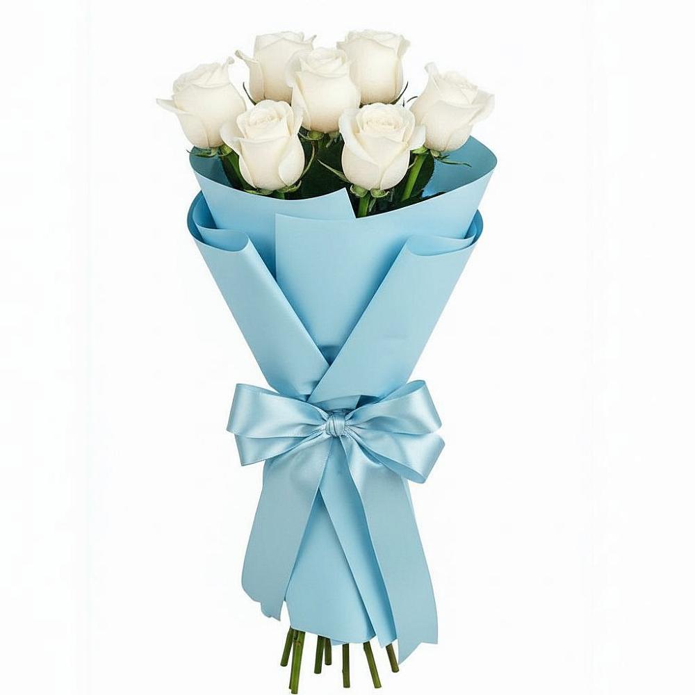 Букет 7 белых роз Проуд в Новобелокатай