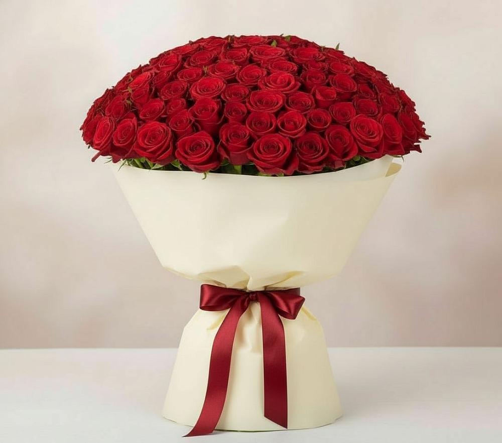 Букет 101 Красная роза Милано в Новобелокатай