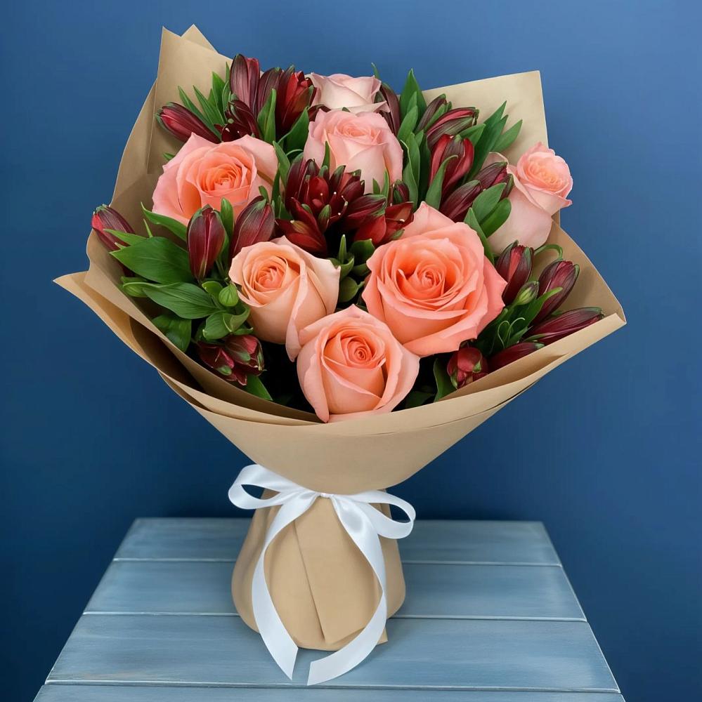 Букет цветов из: Розы и Альстромерии в Новобелокатай