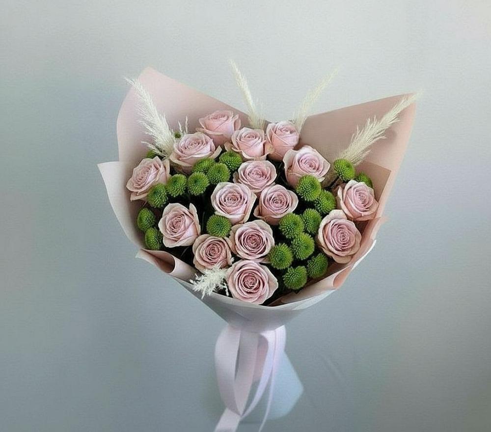 Букет цветов из: Розы и Хризантемы в Новобелокатай