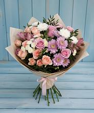 Букет цветов из:  Хризантемы, Розы и Альстромерии #REPLACE_PRED# Новобелокатай