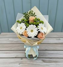 Букет цветов из:  Герберы, Розы и Хризантемы #REPLACE_PRED# Новобелокатай
