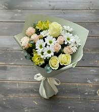 Букет цветов из:  Альстромерии, Розы и Хризантемы в Новобелокатай
