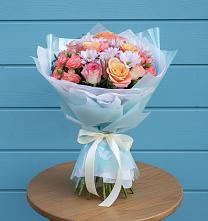 Букет цветов из:  Хризантемы и Розы в Новобелокатай