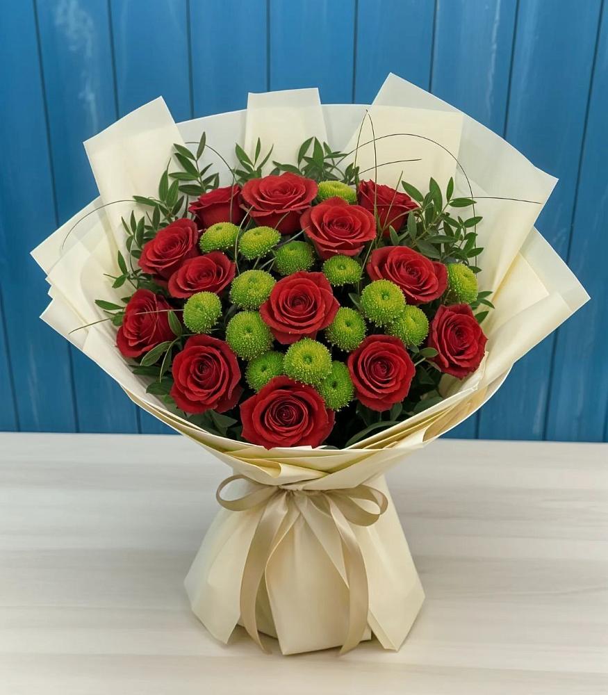 Букет цветов из: Розы и Хризантемы в Новобелокатай