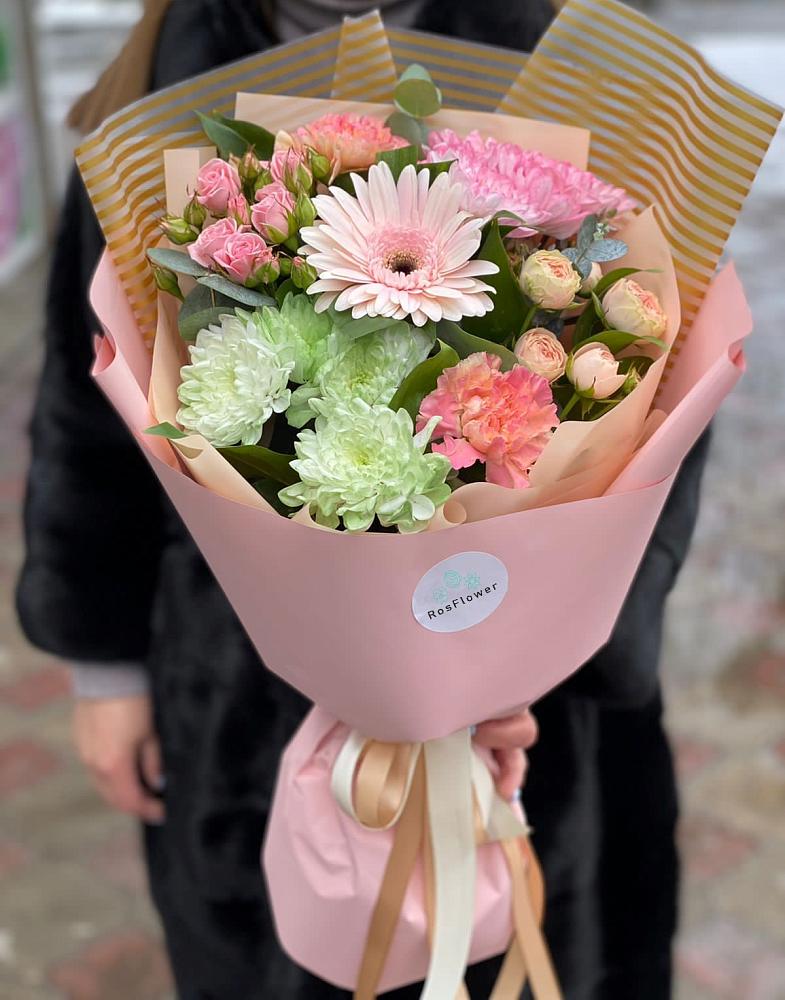 Букет цветов из: Герберы, Хризантемы и Розы в Новобелокатай